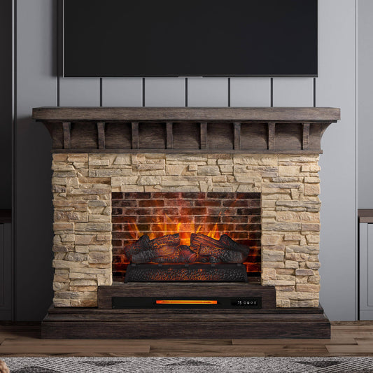 + Roth 53-In W Sedona Infrared Quartz Electric Fireplace In Brown | 2289fm-26-932