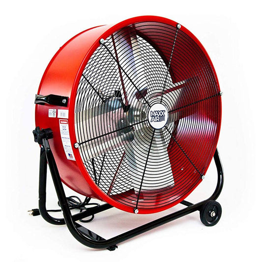 | Industrial Grade Air Circulator For Garage, Shop, Patio, Barn Use | 24-Inch High Velocity Drum Fan, Two-Speed, Red